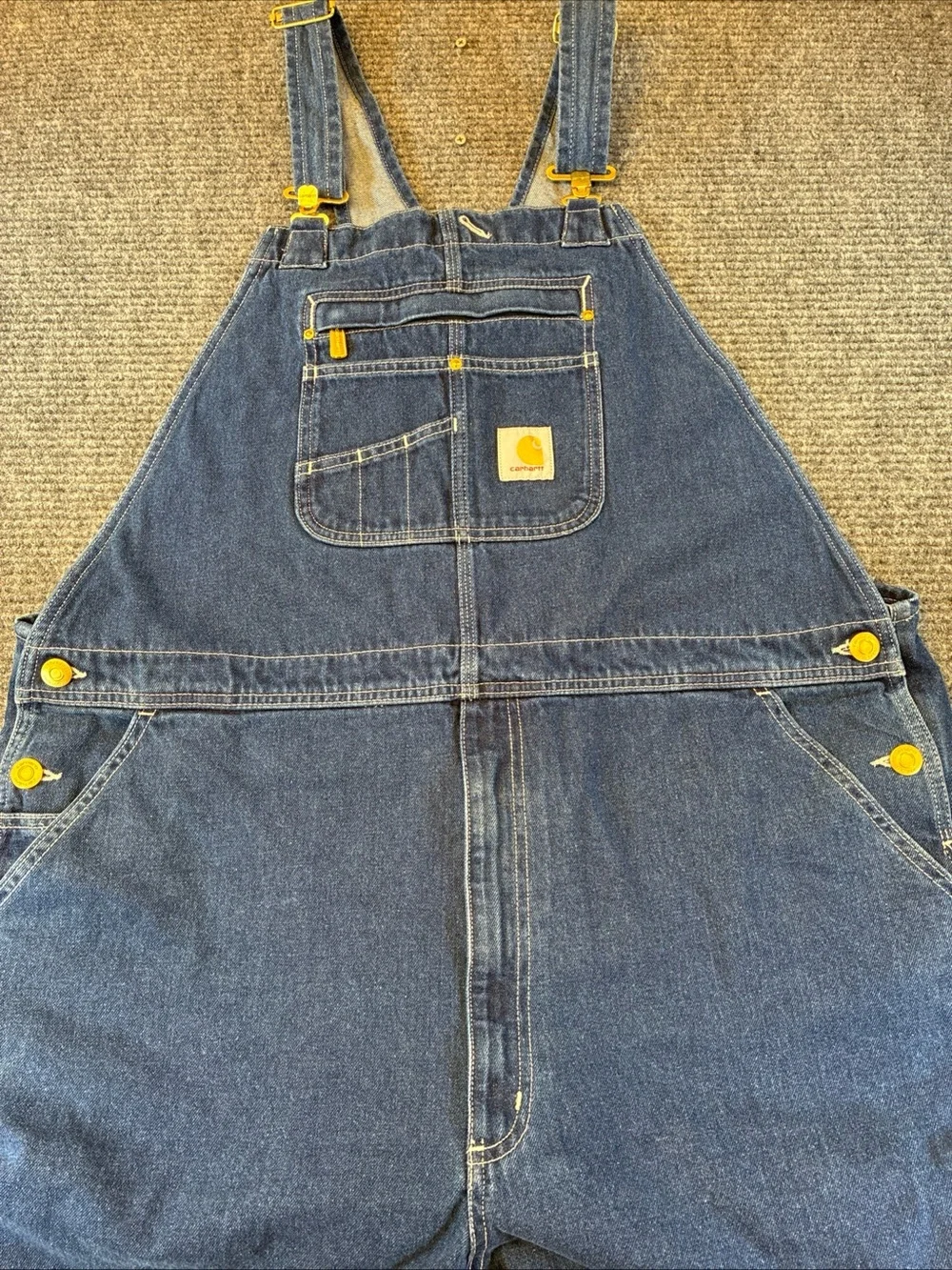 Carhartt Men’s Denim Bib Overalls 42x32 Blue Carpenter Workwear 100% Cotton